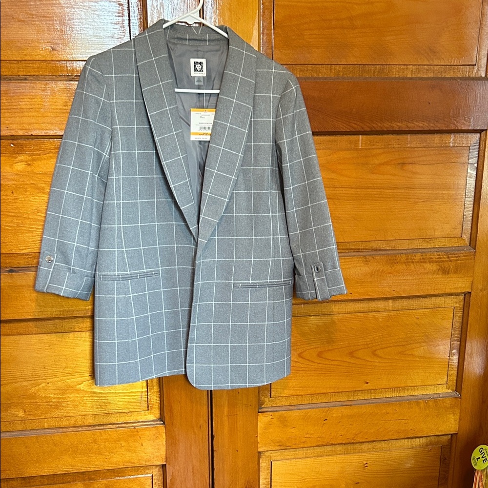 Calvin Klein Gray Windowpane Blazer